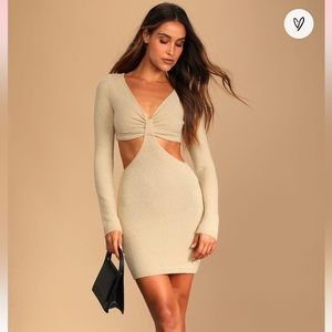 NWT Perfect Season Tan Cutout Sweater Dress from Lulu’s